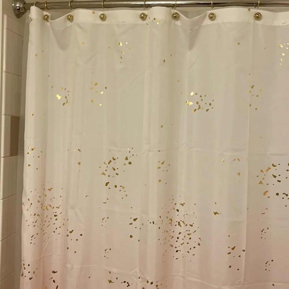 SKL HOME Shower Curtain Size 72 x 70 Color Pink White Gold
